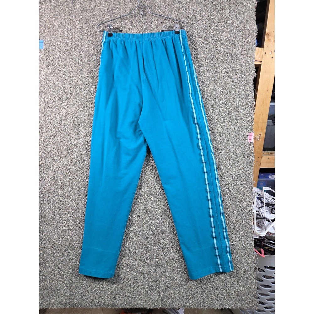 Sport Savvy Sweatpants Womens Medium Teal Excellent Cotton Blend Side Stripe